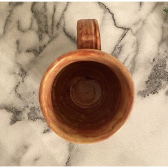 Rustic Hand Sculpted Belly Mug Artist Signed Terracotta Matte Glaze Carved Boho - Picture 2 of 5